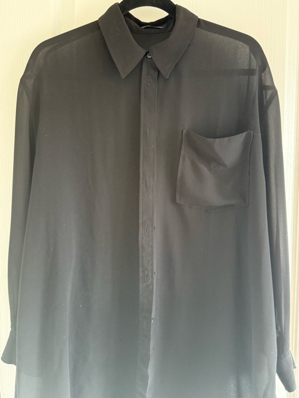 Women's Black Sheer Button-Up/cover up Shirt xl